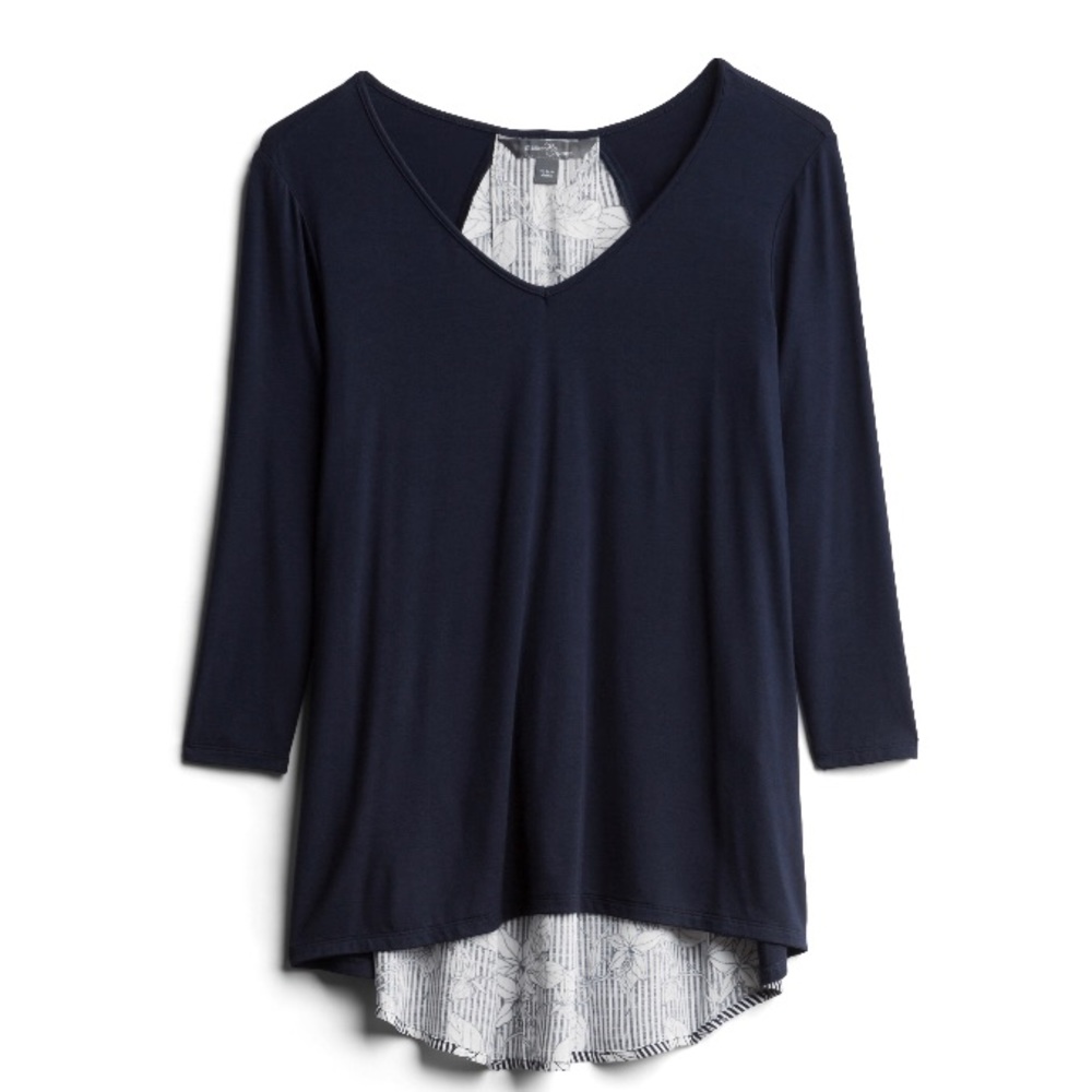 Market & Spruce Calonna Mixed Media V-Neck Top